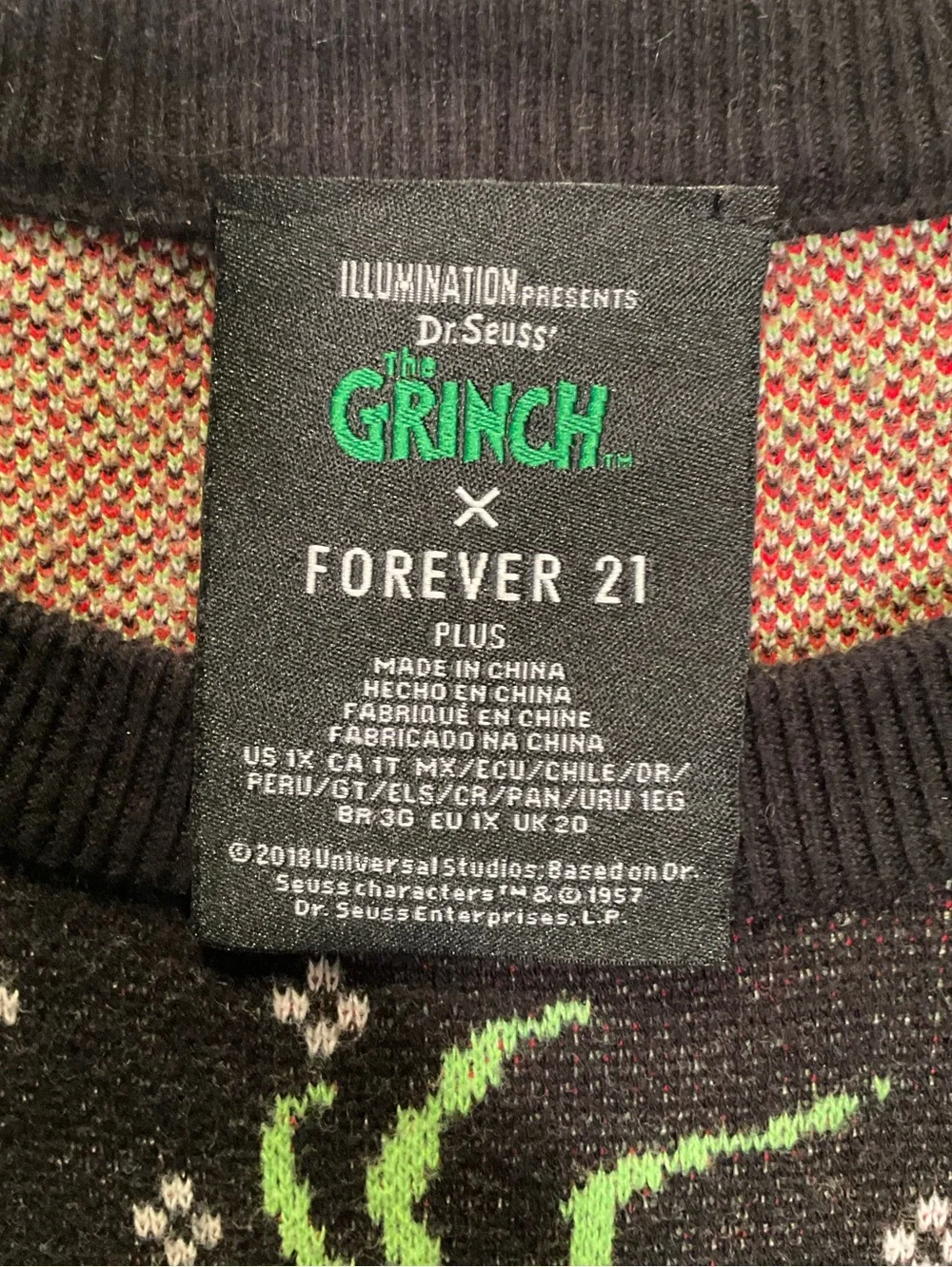 Ugly Christmas Sweater Grinch themed XL/Plus